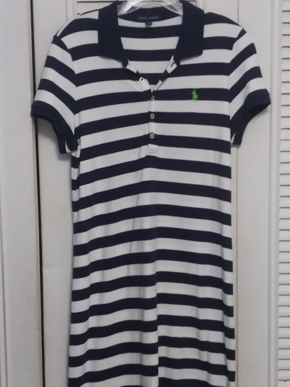 Ralph Lauren Navy and White Horizontal Stripped Cotton Jersey Dress